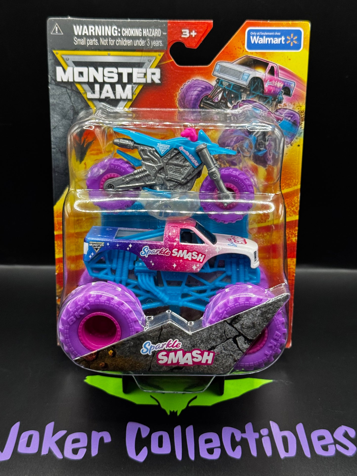 Spin Master Monster Jam 2 Pack Sparkle Smash with Motorcycle Walmart Exclusive
