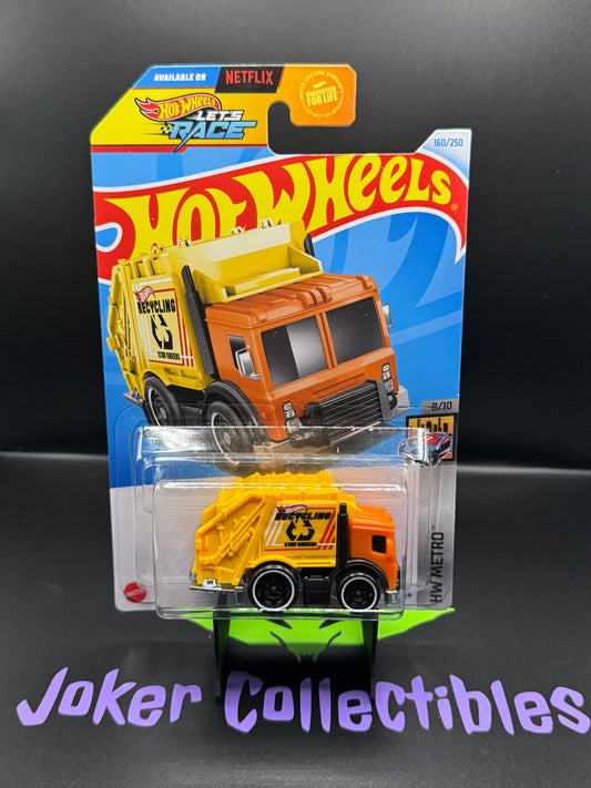 Hot Wheels 2024 Let's Race Orange Yellow Total Disposal # 160/250 HW Metro # 8/10