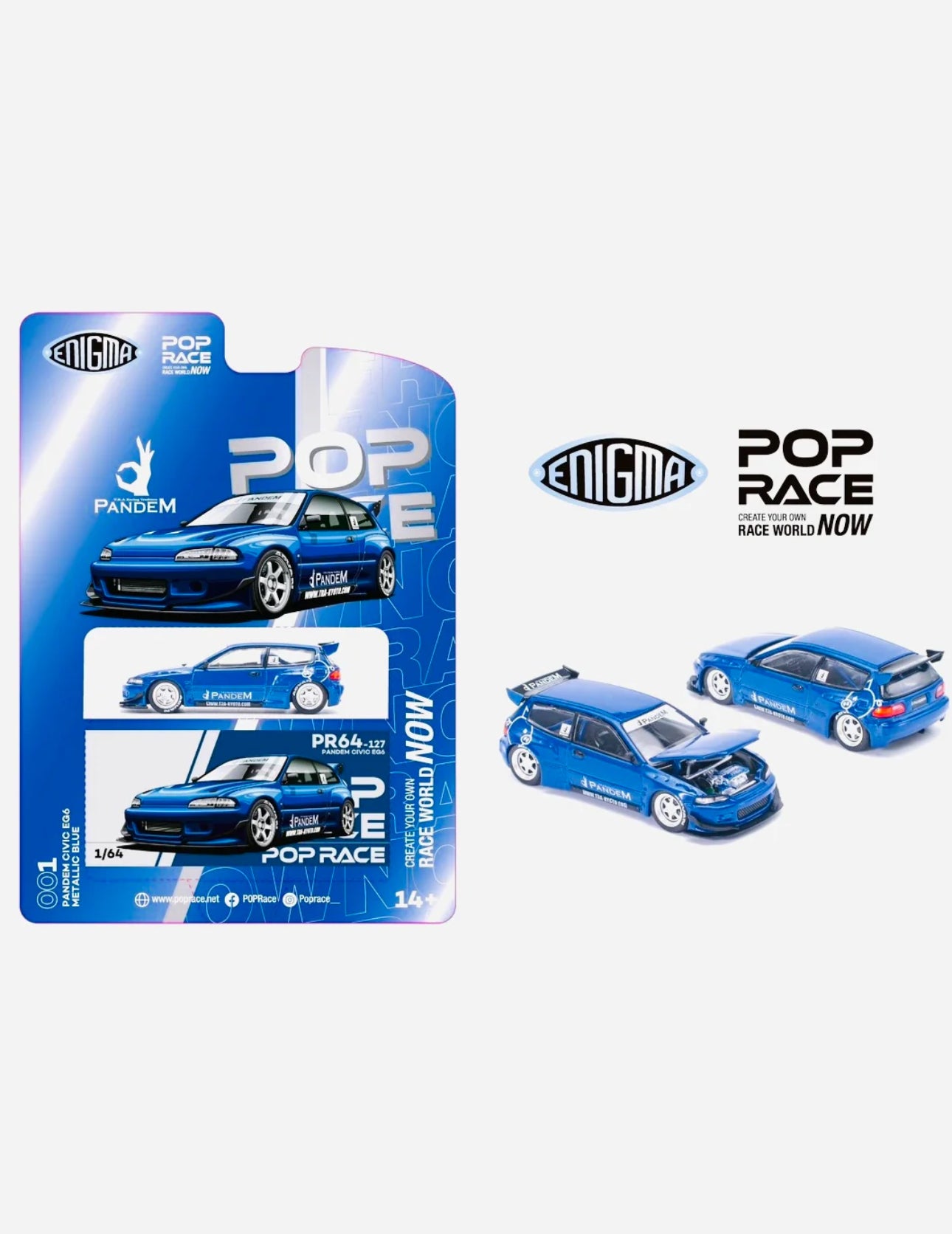 Pop Race Pandem Civic EG6 Metallic Blue Enigma Exclusive PR64-PRE001