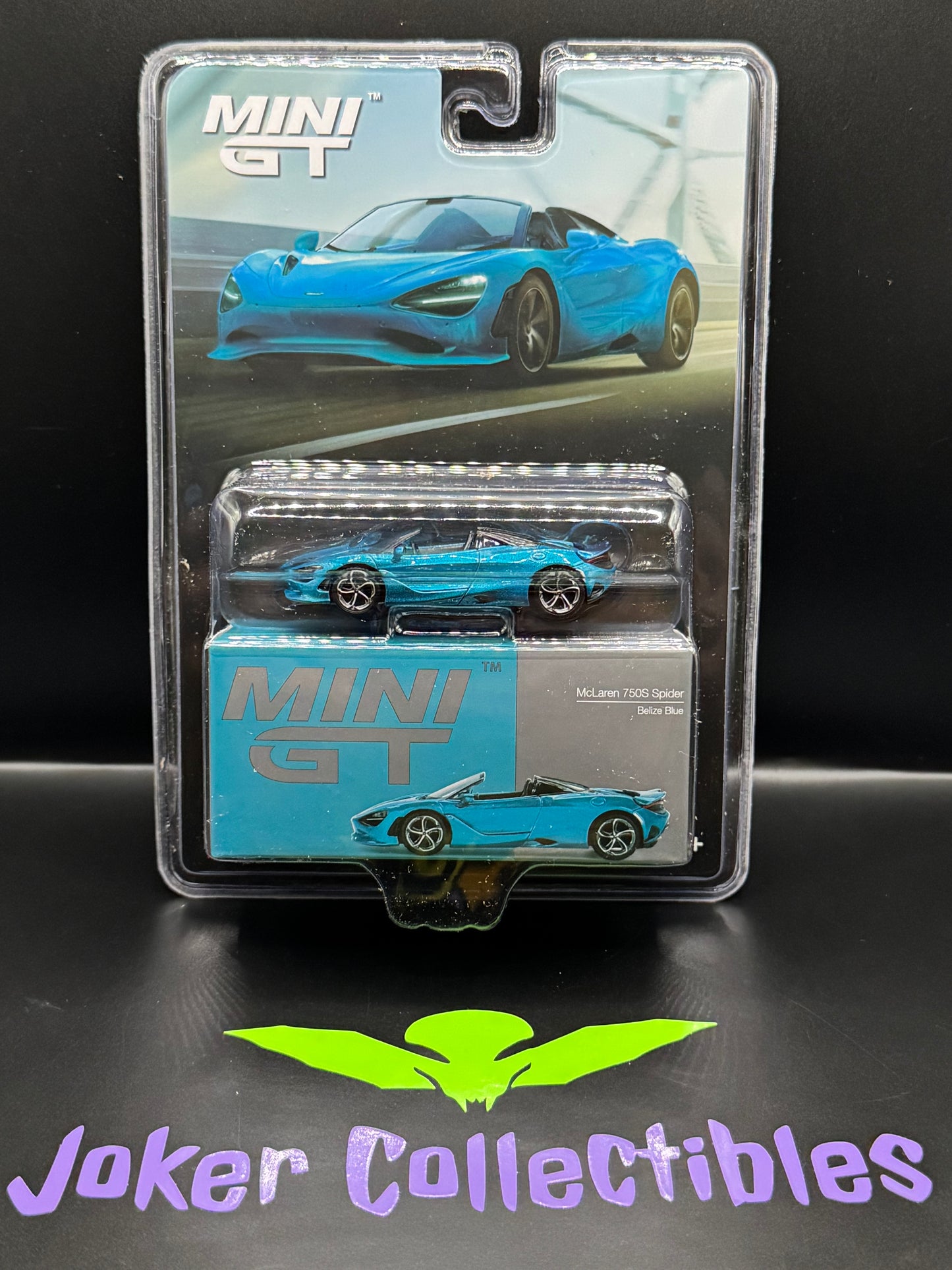 Mini GT #812 McLaren 750S Spider Belize Blue