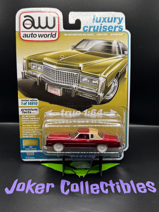 Auto World (AW) Luxury Cruisers Ultra Red Chase 975 Cadillac Eldorado Tarragon Gold Poly