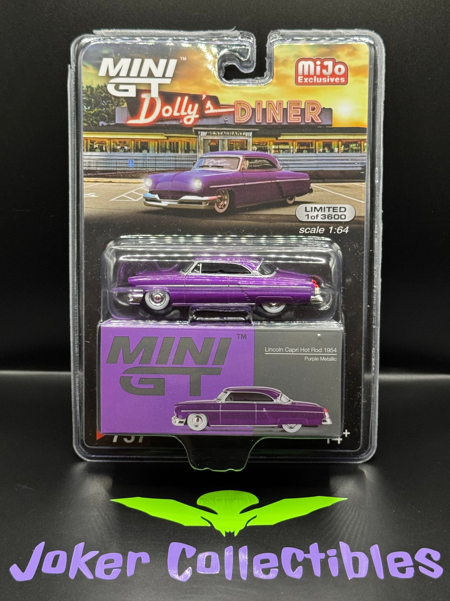 Mini GT # 757 Dolly's Diner Lincoln Capri Hot Rod 1954 Purple Metallic