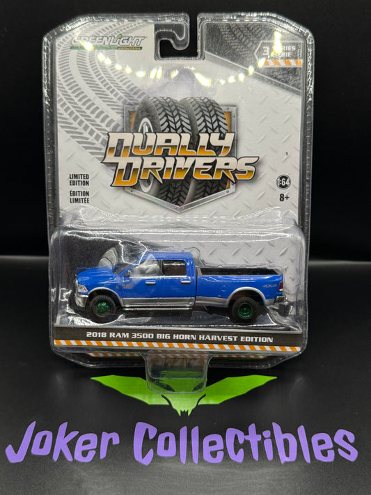 Greenlight Dually Drivers Chase Green Machine 2018 Ram 3500 Big Horn Harvest Edition Series 3