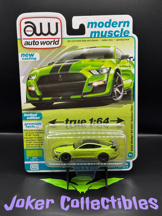 Auto World (AW) Modern Muscle Grabber Lime 2020 Ford Mustang Shelby GT-500 Carbon Fiber Track Pack