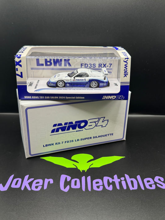 INNO64 Hong Kong Toy Car Salon Mazda LBWK RX-7 FD3S LB-Super Silhouette Blue White