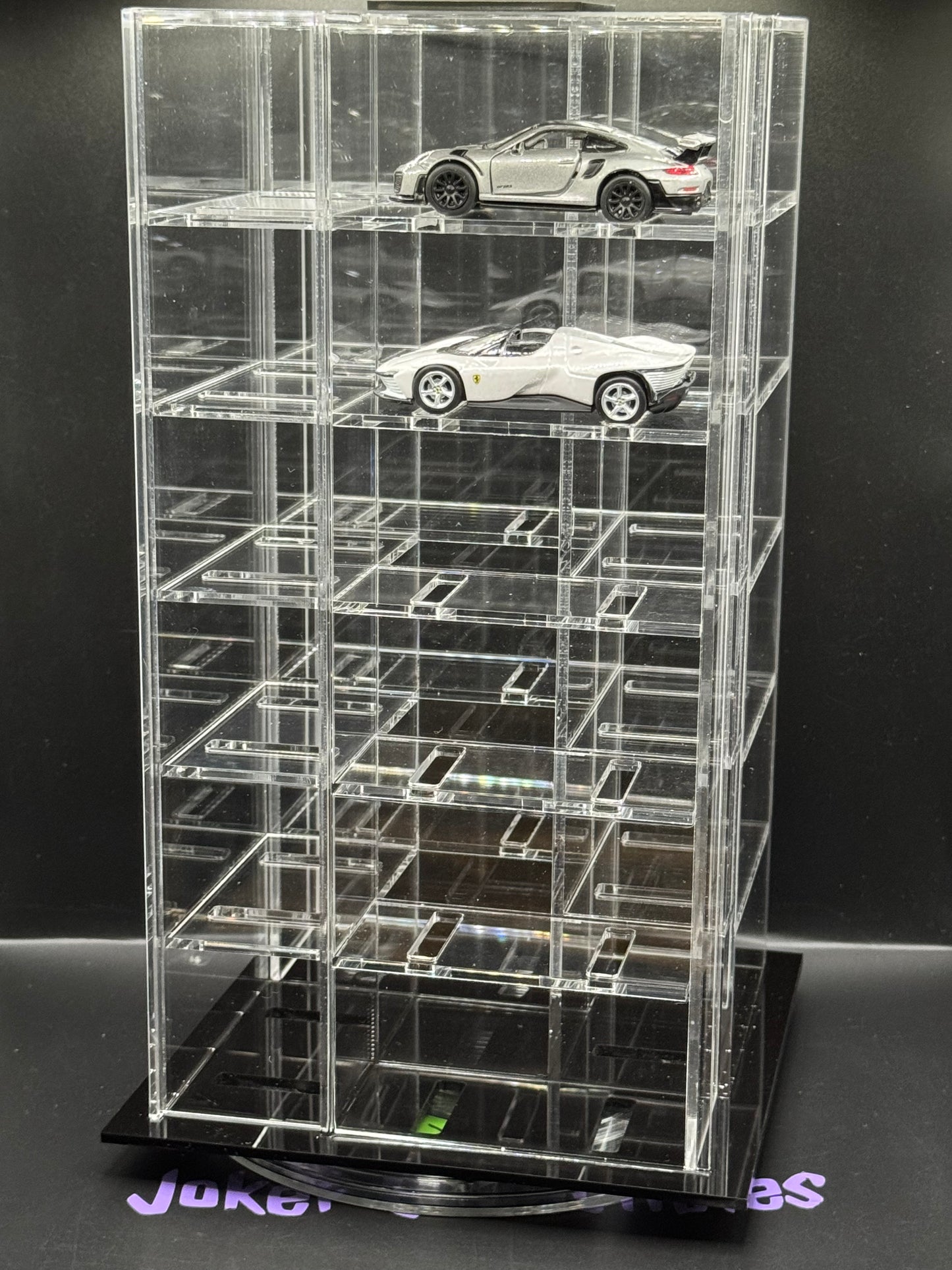 1:64 24-Car Spinning Desk Top Collector Display Case with Wheel Cut Outs