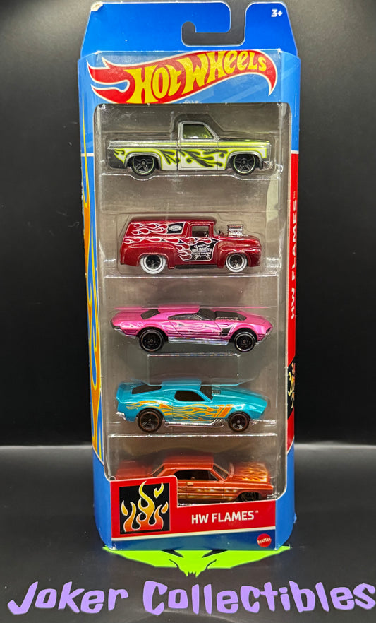 Hot Wheels 5-Pack HW Flames'56 Ford F-100, '83 Chevy Silverado, '64 Impala, BLVD Bruiser, & Muscle Speeder