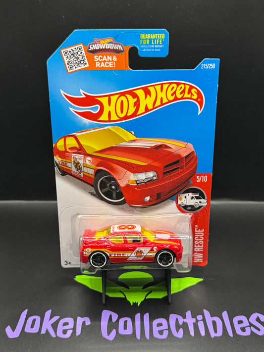 Hot Wheels 2016 Treasure Hunt Fire Dodge Charger SRT8 215/250 HW Rescue 5/10