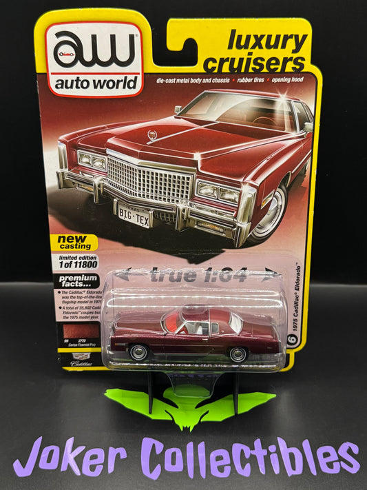 Auto World Luxury Cruisers 1975 Cadillac Eldorado Cerise Firemist Poly # 6
