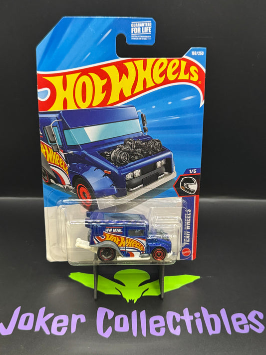 Hot Wheels 2026 Blue HW Mail Mail'd It! 168/250 Team Wheels 1/5 H Case