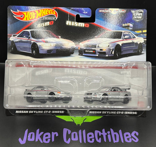 Hot Wheels Premium Car Culture 2 Pack Nismo Nissan Skyline GT-R (BNR32) & (BNR34)