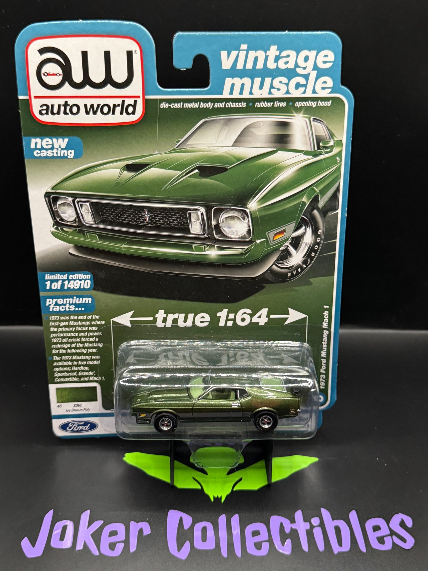Auto World Vintage Muscle 1973 Ford Mustang Mach 1 Ivy Bronze Poly # 6