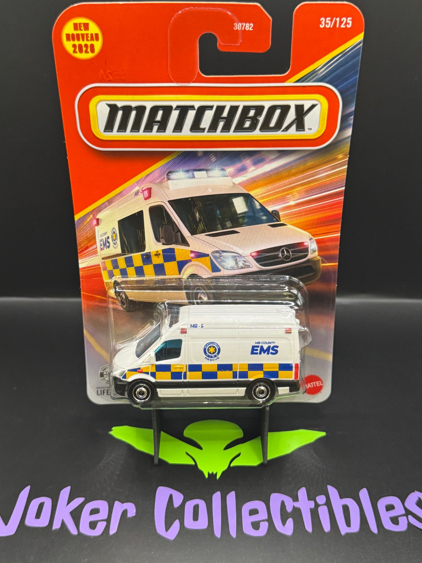Matchbox 2026 White MB County EMS 2024 Mercedes-Benz Sprinter Ambulance 35/125