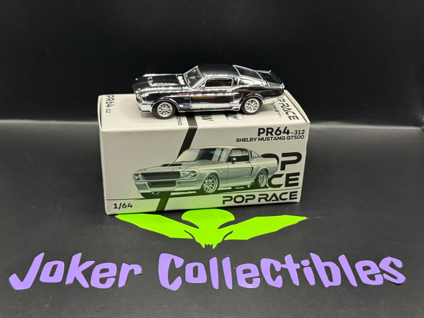 Pop Race 1967 Shelby Ford Mustang GT500 Silver Chrome PR64-312