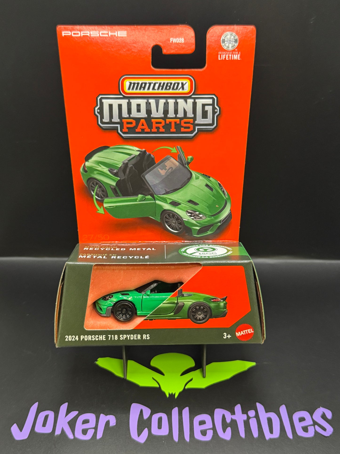 Matchbox 2026 Moving Parts Green 2024 Porsche 718 Spyder RS