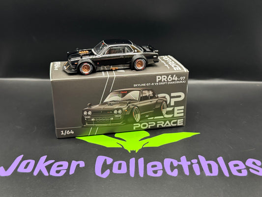Pop Race Nissan Skyline GT-R V8 Drift Hakosuka Dark Chrome PR64-97