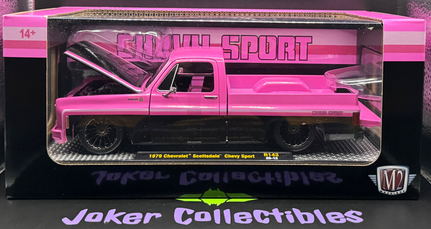 M2 Machines 1:24 Scale Black & Pink 1979 Chevrolet Scottsdale Chevy Sport R143 26-12