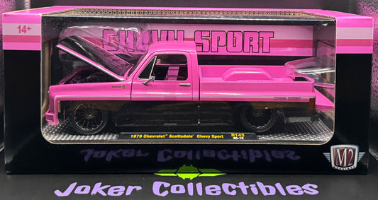 M2 Machines 1:24 Scale Black & Pink 1979 Chevrolet Scottsdale Chevy Sport R143 26-12