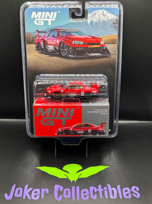 Mini GT #843 Nissan LB-ER34 Super Silhouette SKYLINE Red Black LBWK Liberty Walk