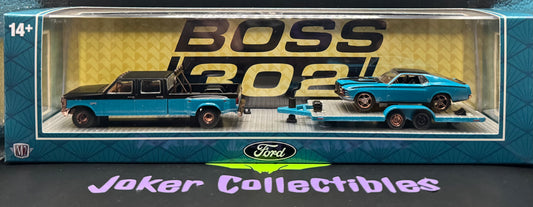 M2 Machines Auto-Haulers Chase Blue & Black 1970 Ford Mustang Custom & 1990 Ford F-350 Dually R99 26-13