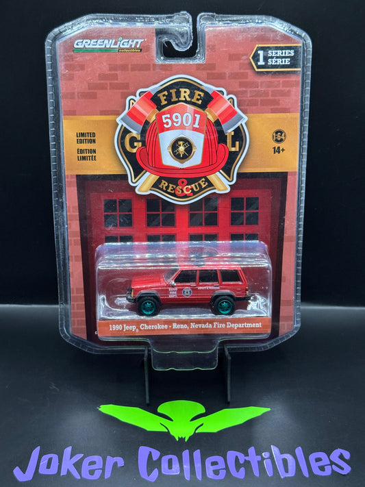 Greenlight Fire & Rescue Series 1 Chase Green Machine 1990 Jeep Cherokee Reno Nevada Fire Department