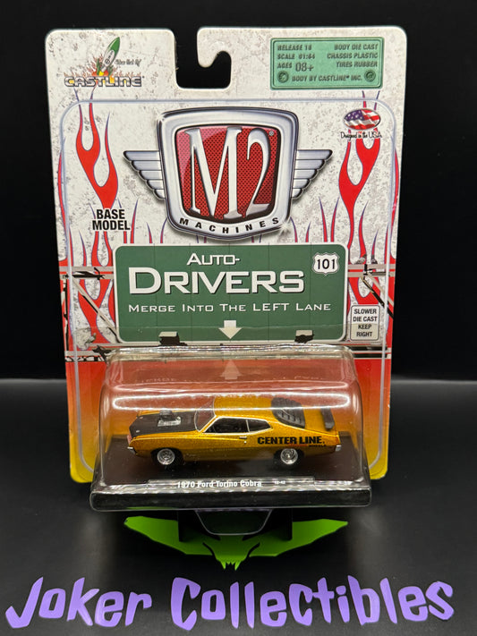 M2 Machines Auto-Drivers Gold Orange 1970 Ford Torino Cobra R18 12-42