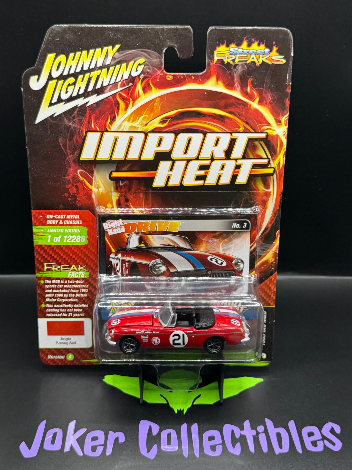 Johnny Lightning Street Freaks Import Heat Right Hand Drive 1963 MG MGB Bright Racing Red # 3