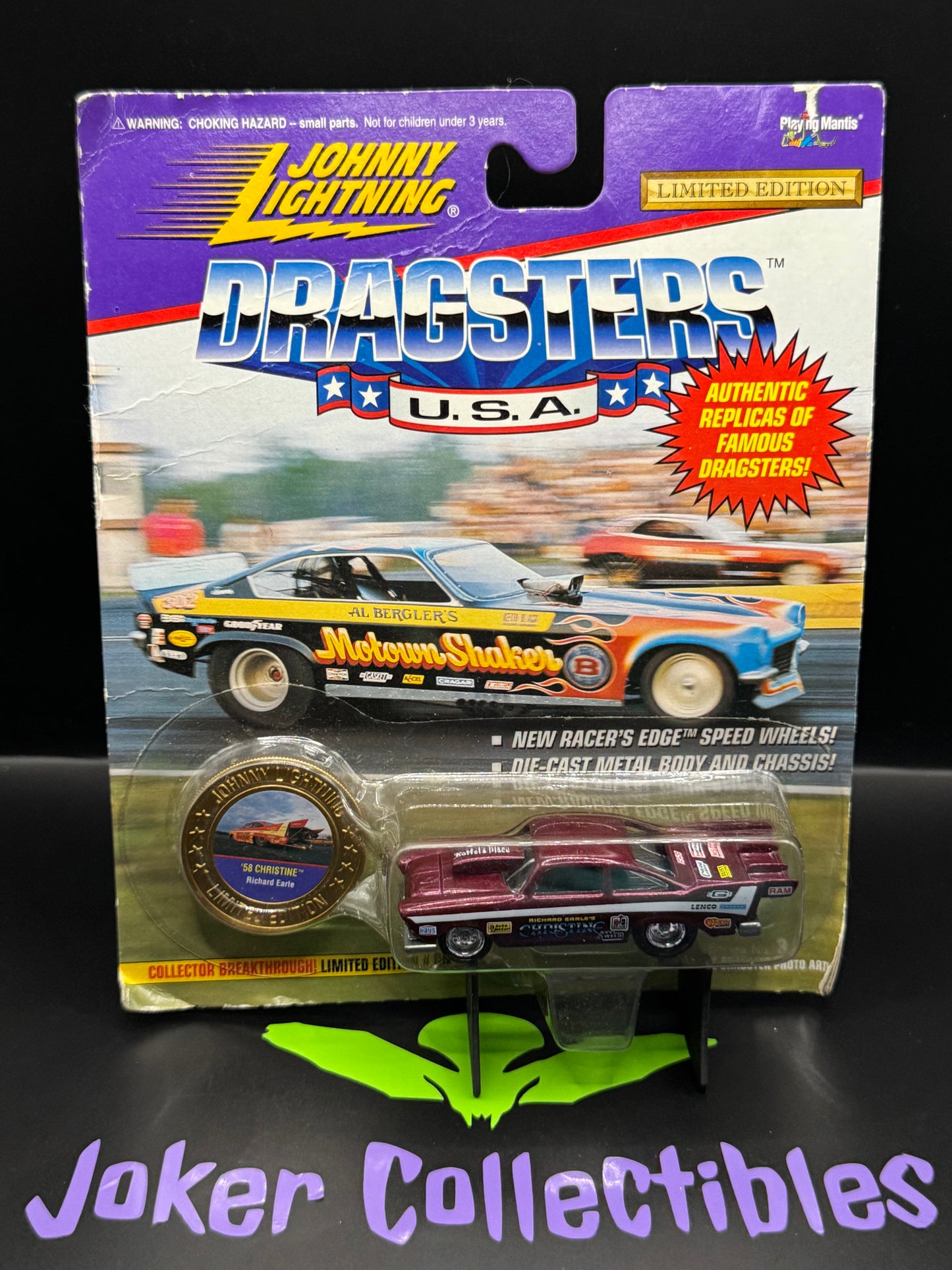 Johnny Lightning Dragsters U.S.A Red Richard Earle '58 Christine with Coin Series No. 3
