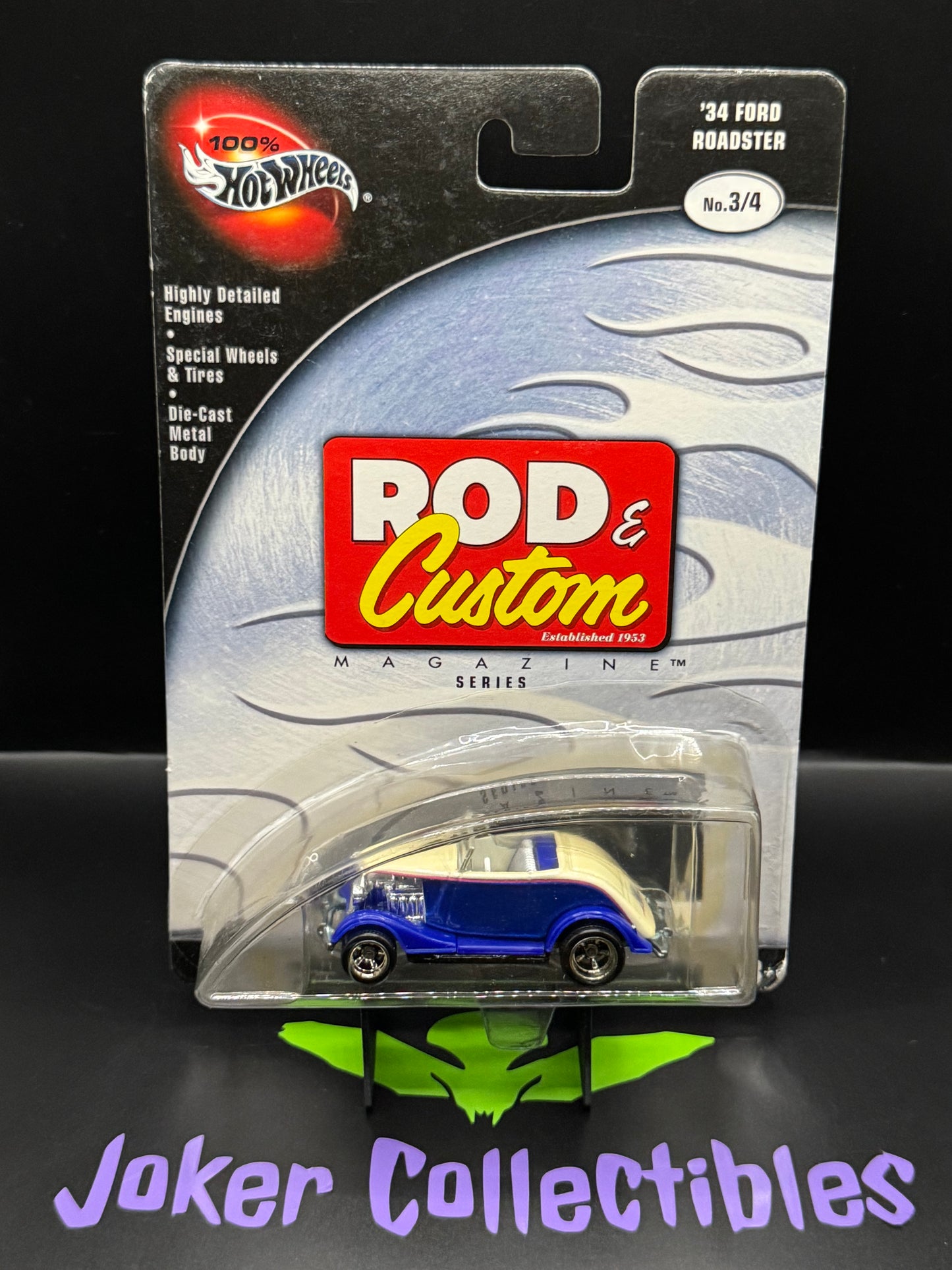 Hot Wheels 100% Rod & Custom Magazine Series Blue '34 Ford Roadster No. 3/4
