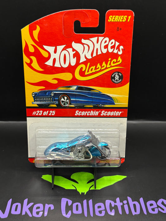Hot Wheels Classics Series 1 Bright Blue Scorchin' Scooter # 23 of 25