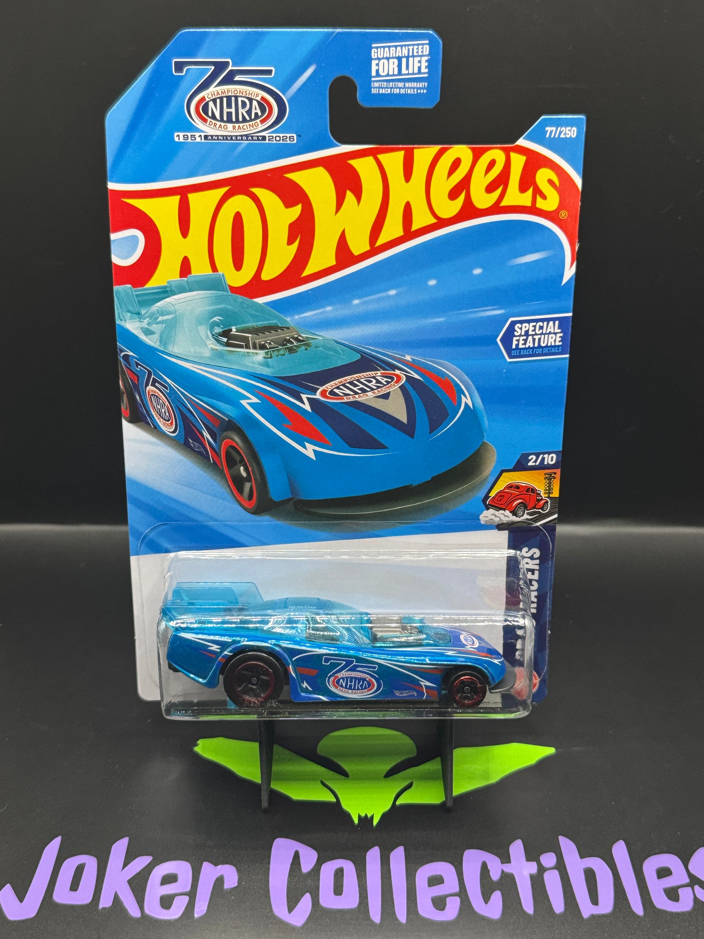 Hot Wheels 2026 NHRA 75th Anniversary Blue Supercharged 77/250 Drag Racers 2/10 K Case