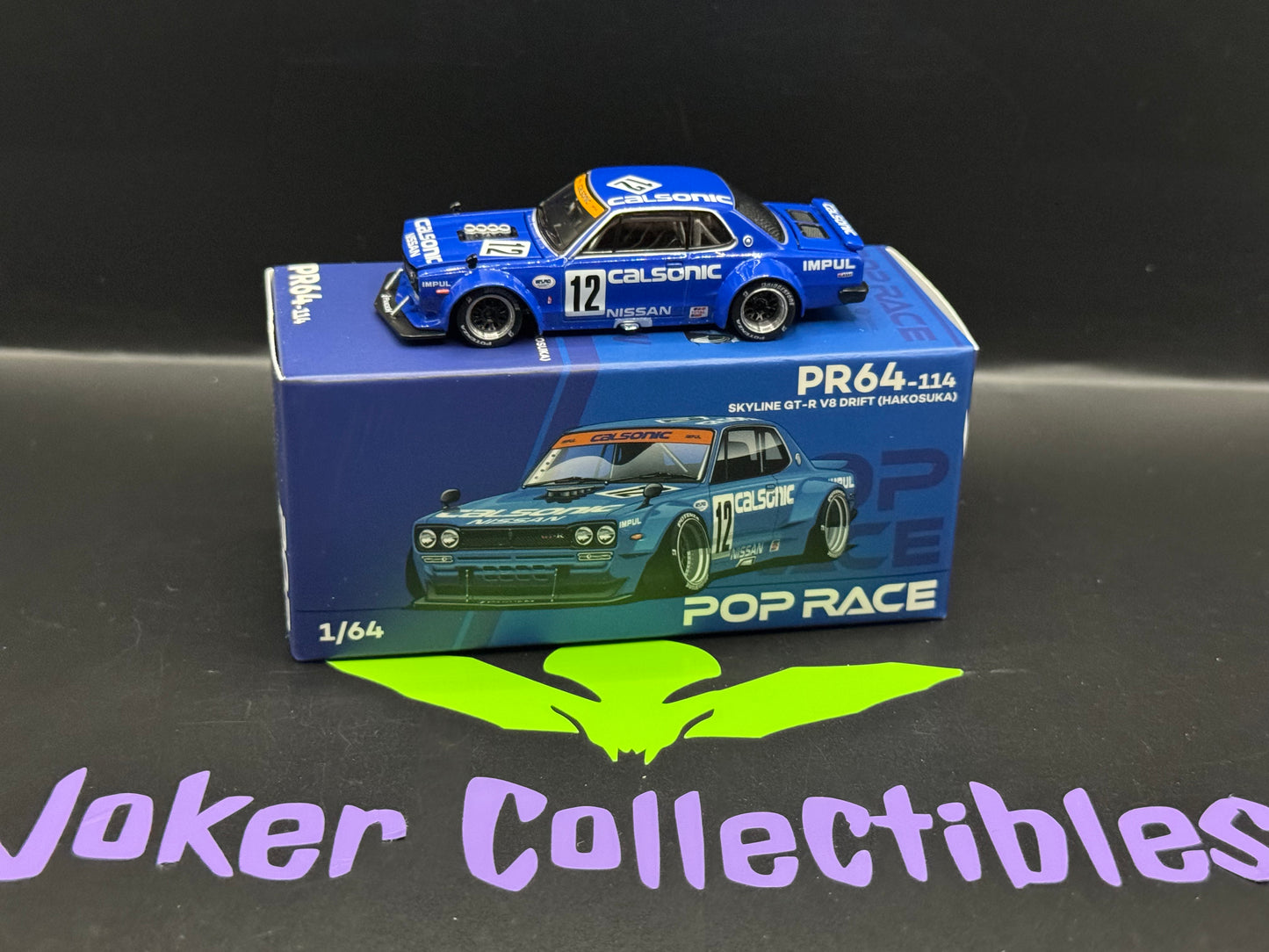 Pop Race Nissan Skyline GT-R V8 Drift Hakosuka Calsonic #12 Blue PR64-114