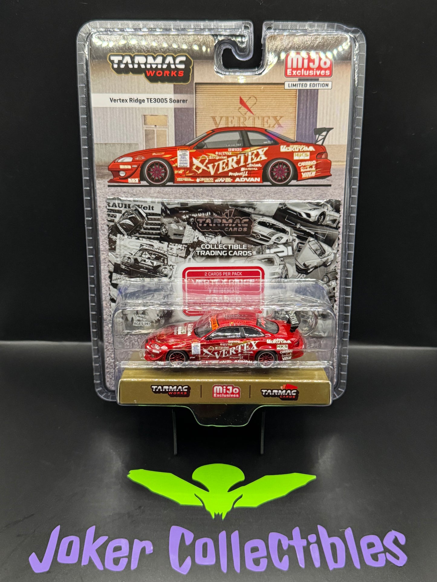 Tarmac Works Global64 Toyota Vertex Ridge TE3005 Soarer with Trading Card Red