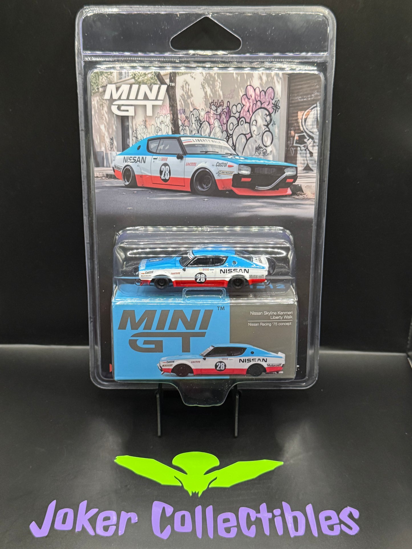 Mini GT #1212 Nissan Skyline Kenmeri Liberty Walk Nissan Racing ’75 Concept
