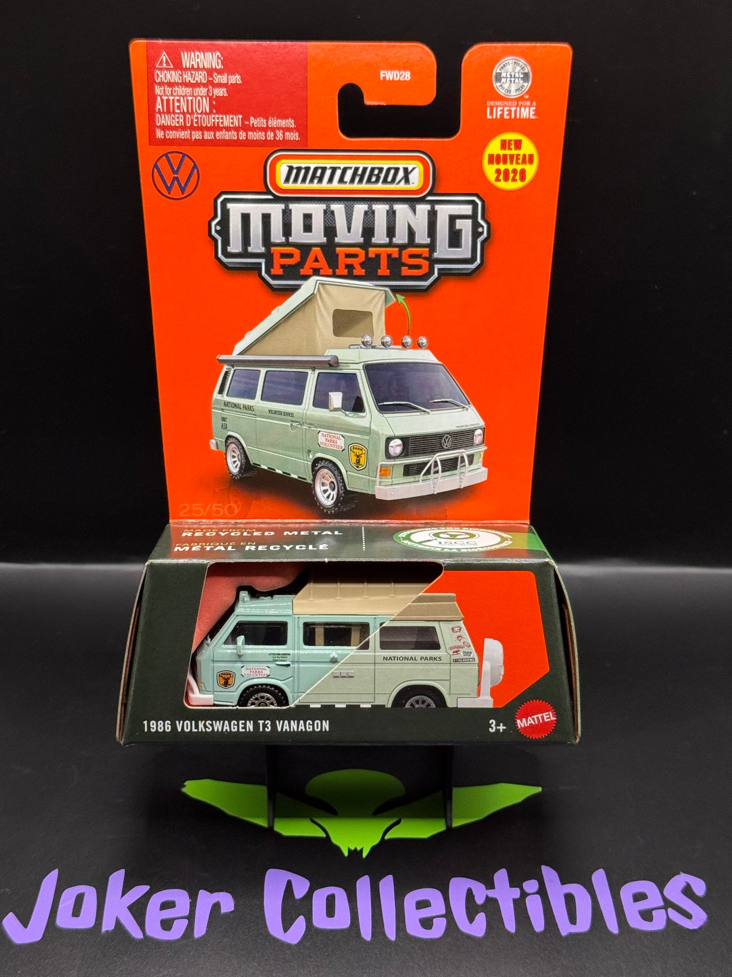 Matchbox 2026 Moving Parts Green National Parks 1986 Volkswagen T3 Vanagon Camper