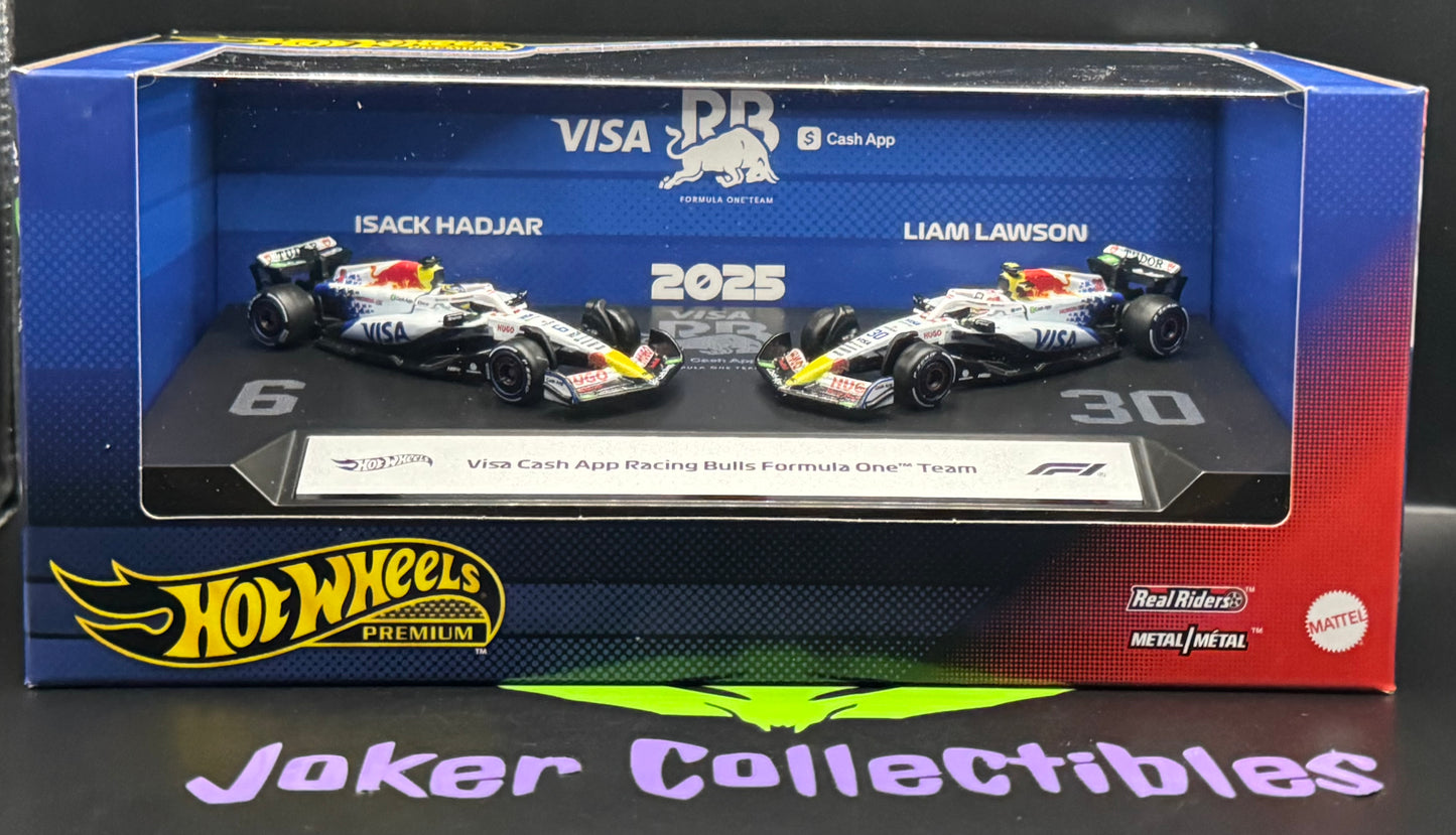 Hot Wheels Premium 2-Pack 2025 Formula 1 Visa Cash App Racing Bulls Formula One Team Box Set