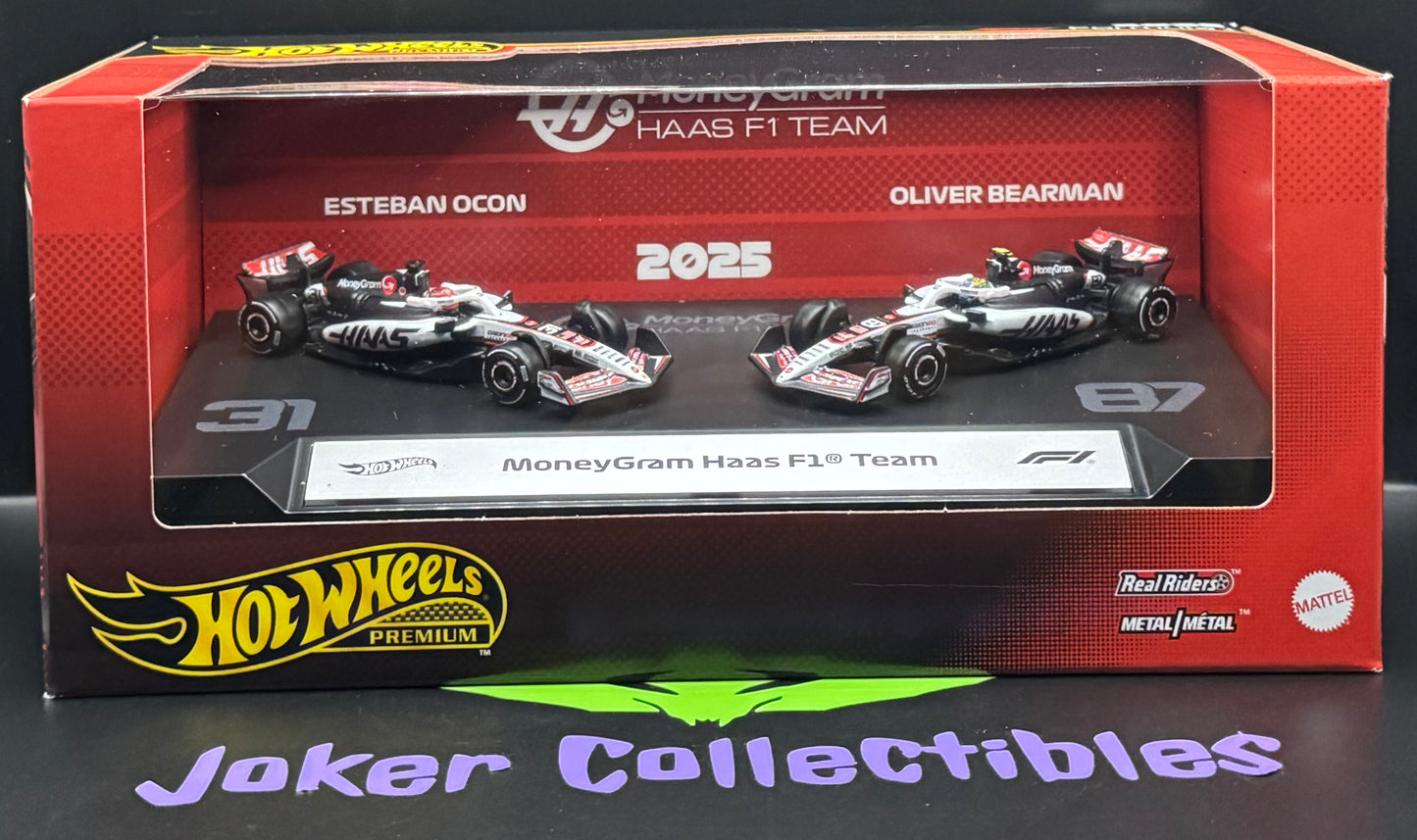 Hot Wheels Premium 2-Pack 2025 Formula 1 MoneyGram Haas F1 Team Box Set