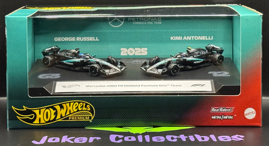 Hot Wheels Premium 2-Pack 2025 Formula 1 Mercedes-AMG Petronas Formula One Team Box Set