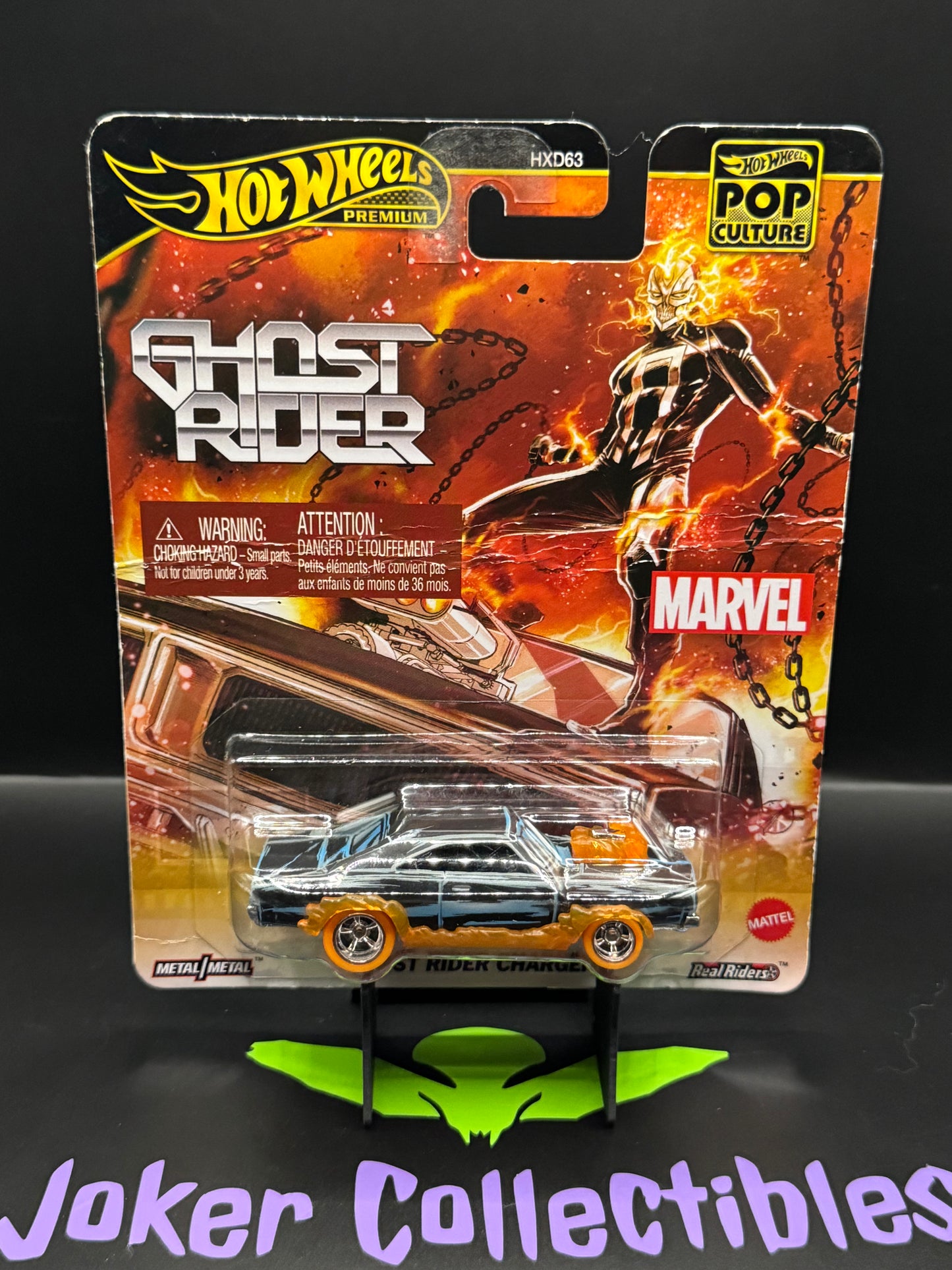 Bad Card Hot Wheels Premium Pop Culture Marvel Ghost Rider Charger Fire