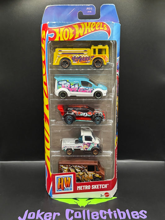 Bad Packaging Hot Wheels 5 Pack 2026 Metro Sketch Fire-Eater, Ford Transit Connect, HW Fast 4WD, Combat Medic, Mighty K