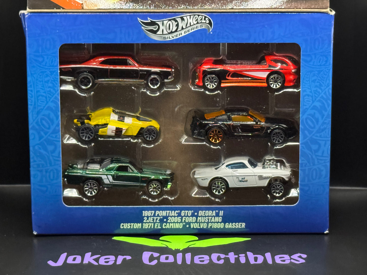 Bad Packaging Hot Wheels Silver Series 6 Pack 2025 Legends Tour 1967 Pontiac GTO, Deora II, 2Jetz, 2005 Ford Mustang, Custom 1971 El Camino, Volvo P1800 Gasser