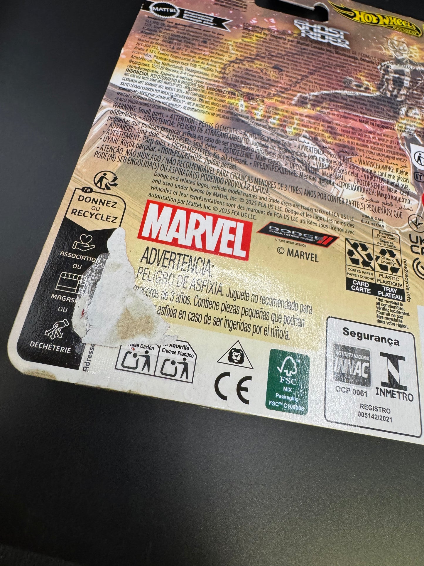 Bad Card Hot Wheels Premium Pop Culture Marvel Ghost Rider Charger Fire