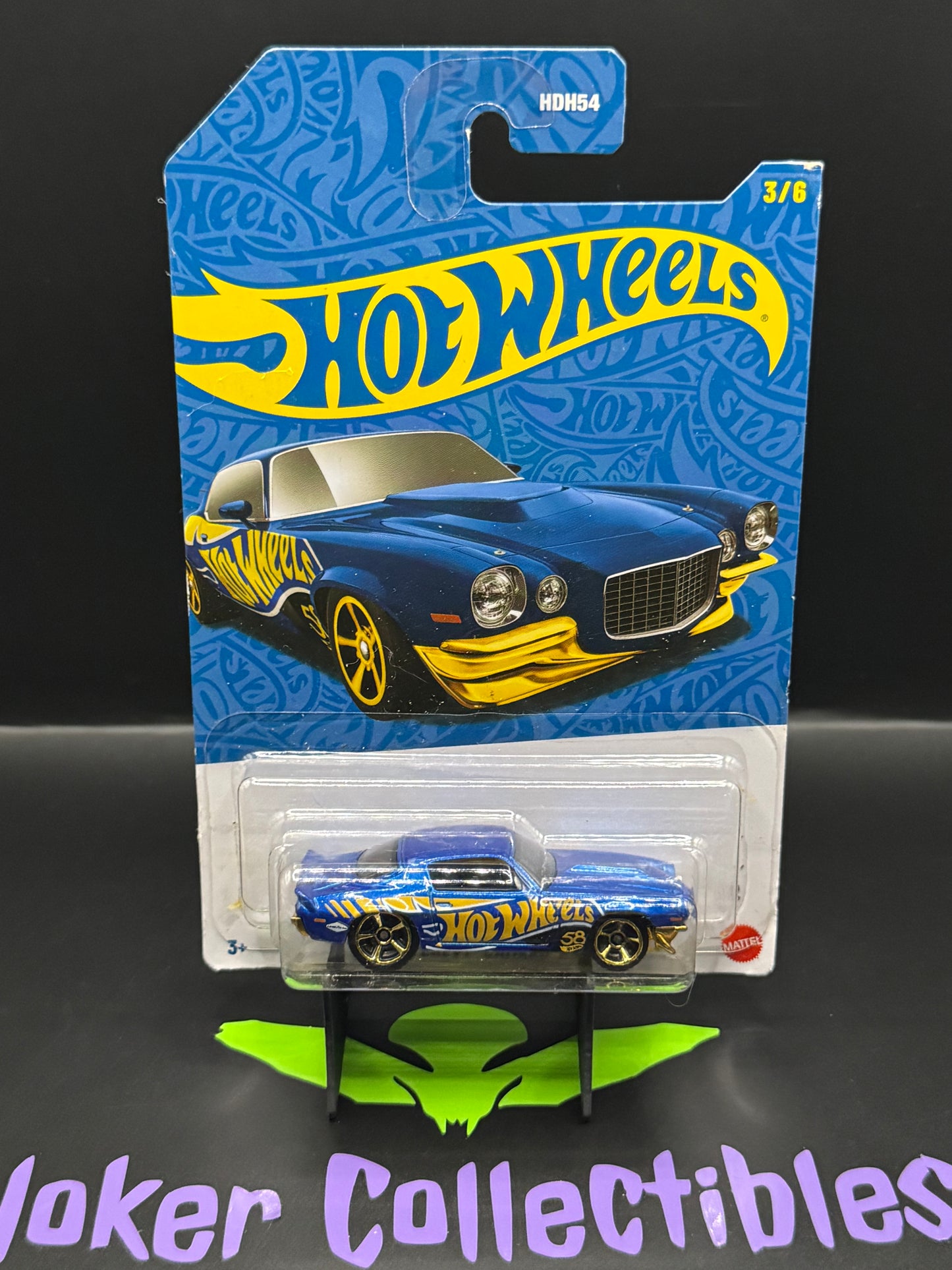Bad Card Hot Wheels Blue & Gold 2026 58th Anniversary '70 Chevy Camaro RS # 3/6
