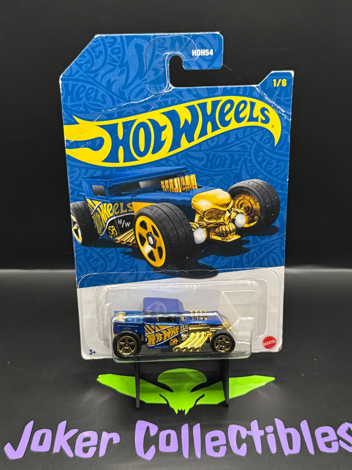 Bad Card Hot Wheels Blue & Gold 2026 58th Anniversary Bone Shaker # 1/6