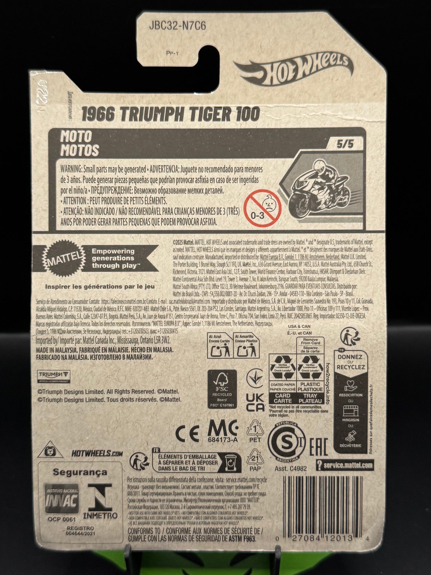 Bad Card Hot Wheels Treasure Hunt 1966 Triumph Tiger 100 235/250 Moto 5/5