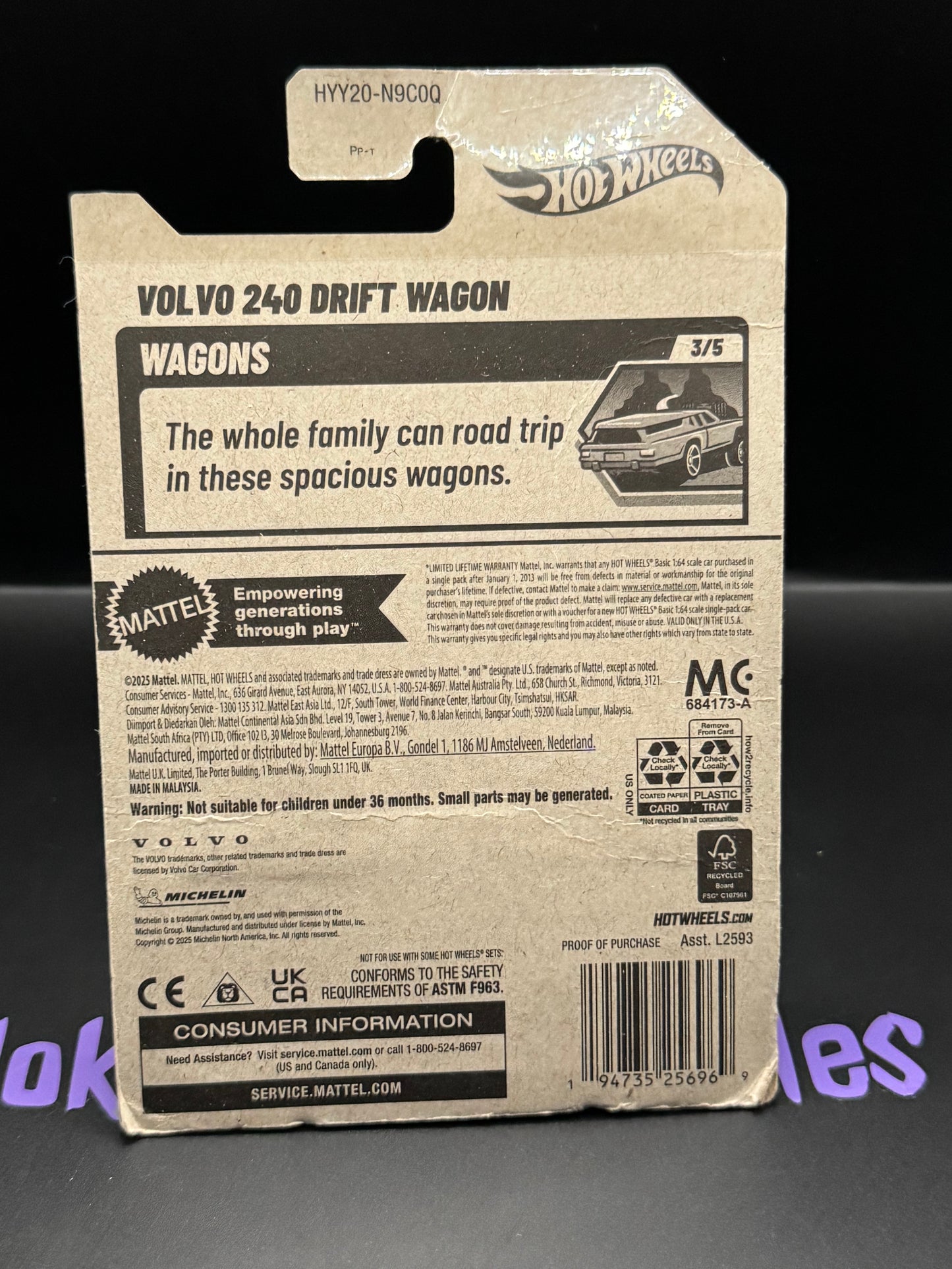 Bad Card Hot Wheels 2025 Zamac 011 Volvo 240 Drift Wagon 227/250 Wagons 3/5