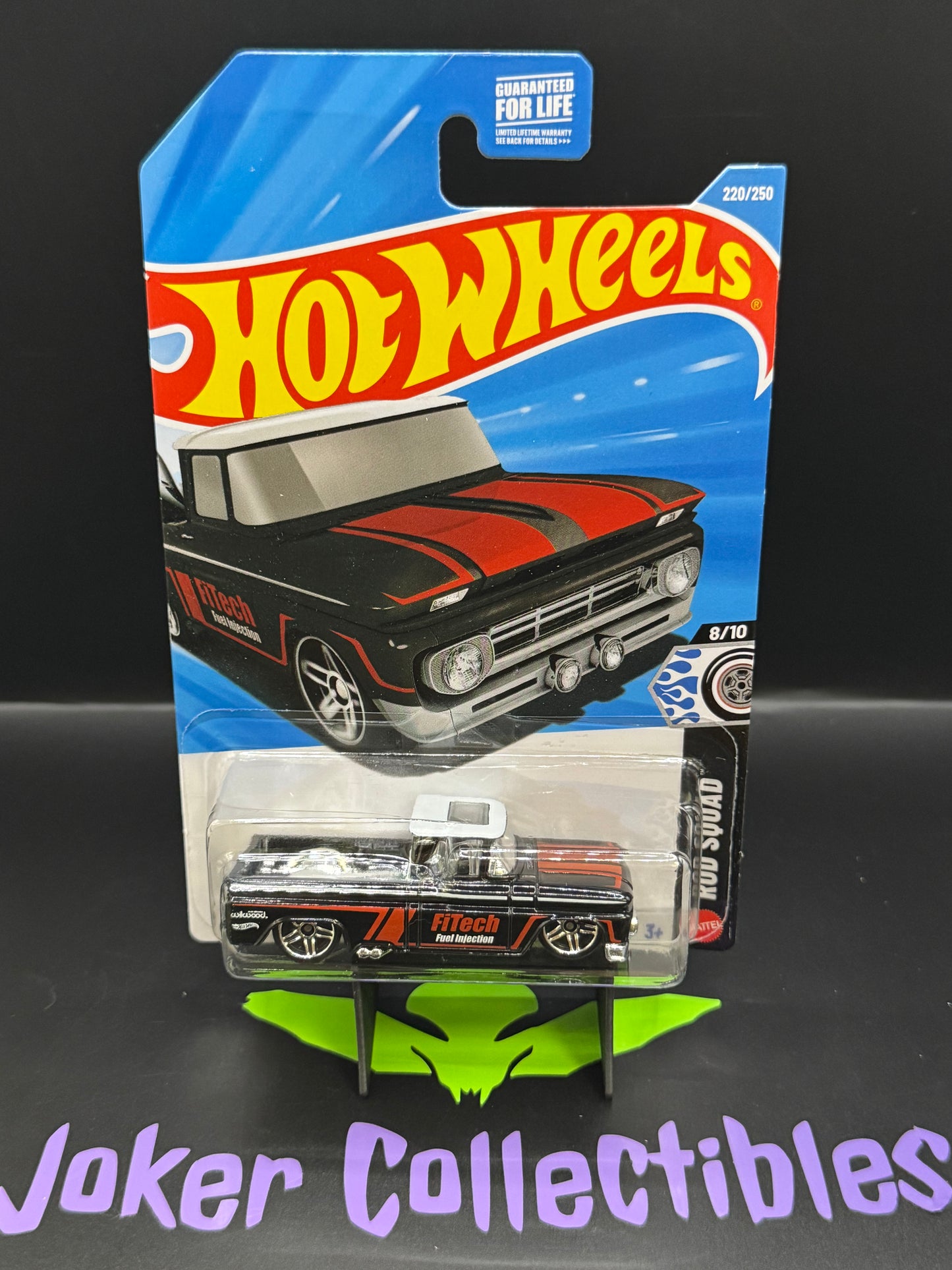 Creased Hot Wheels 2026 Black FiTech Custom '62 Chevy Pickup 220/250 Rod Squad 8/10 L Case