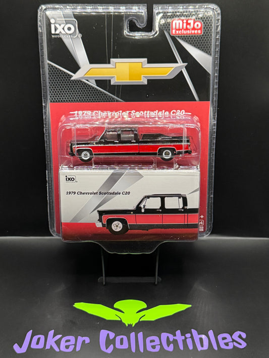 IXO Models 1979 Chevrolet Scottsdale C20 Crew Cab Black Red Two Tone Lowered