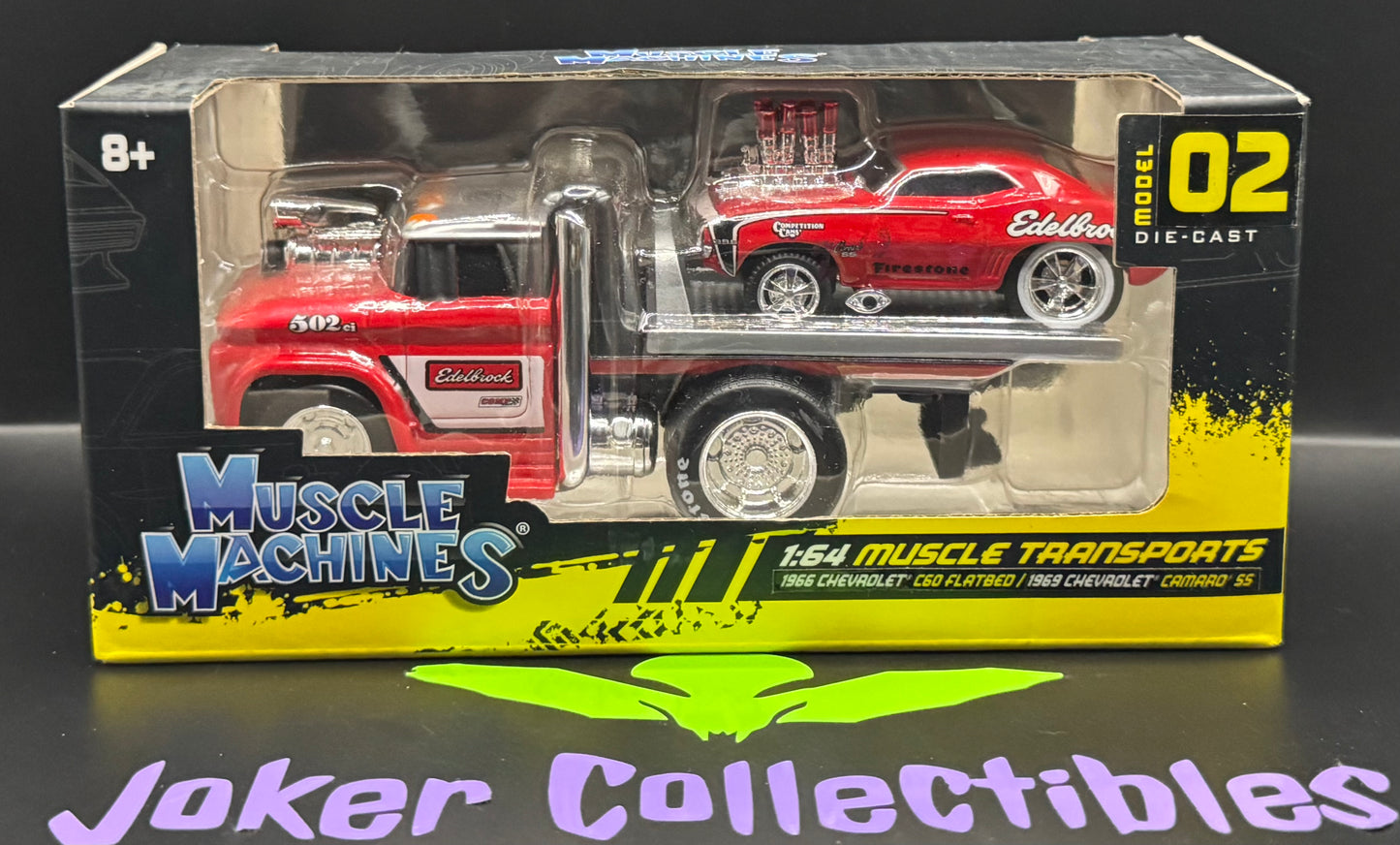 Maisto Muscle Machines Muscle Transports 1966 Chevrolet C60 Flatbed & 1969 Chevrolet Camaro SS Edelbrock Red