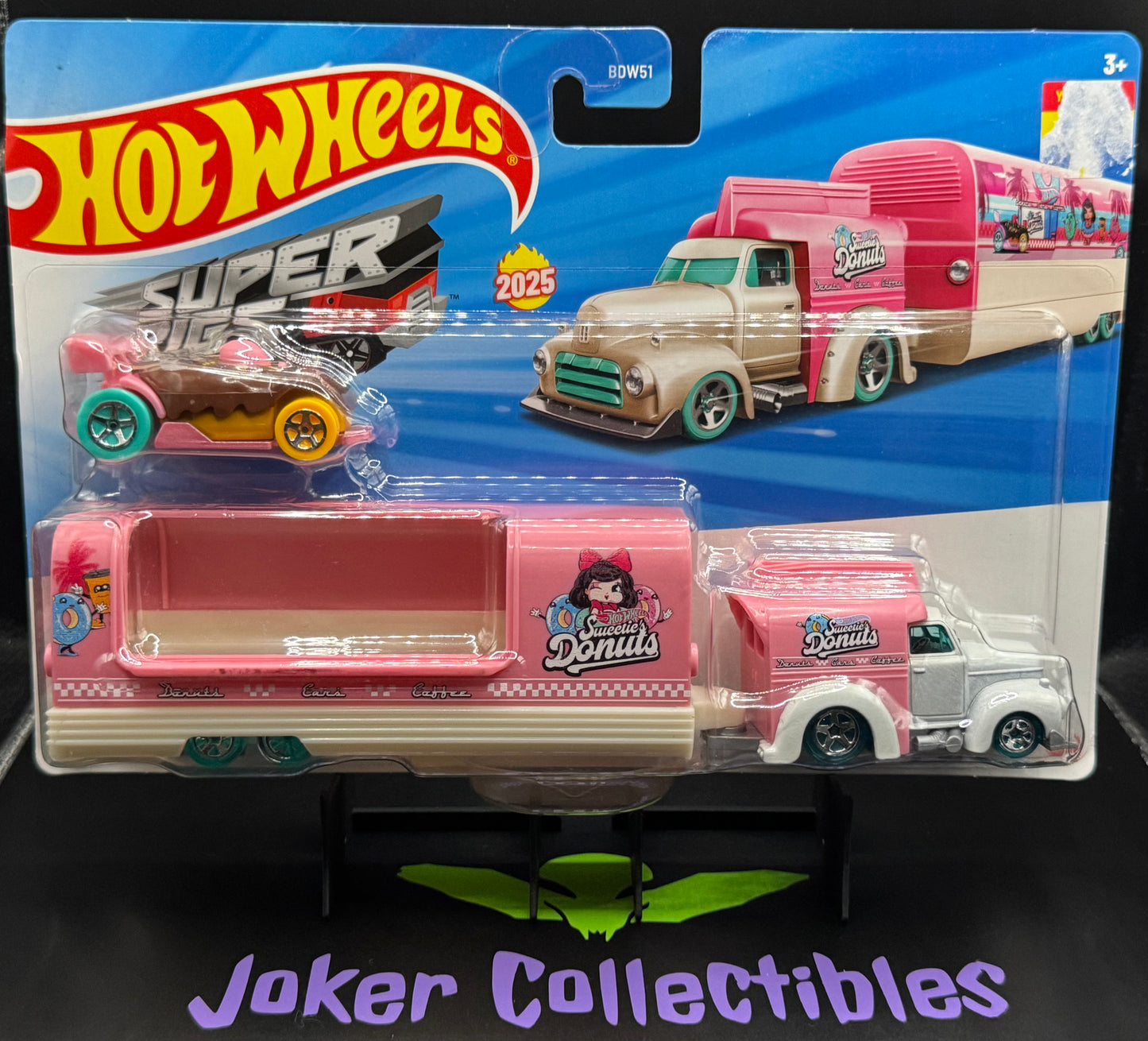 Hot Wheels Super Rigs 2025 Sweet Delivery & Donut Drifter Pink White Blue